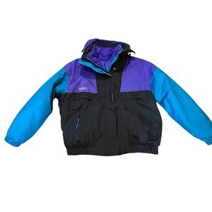 Vintage Columbia Jacket Womens XL Purple Teal Vamoose 3‎ In 1 Ski Coat 90s